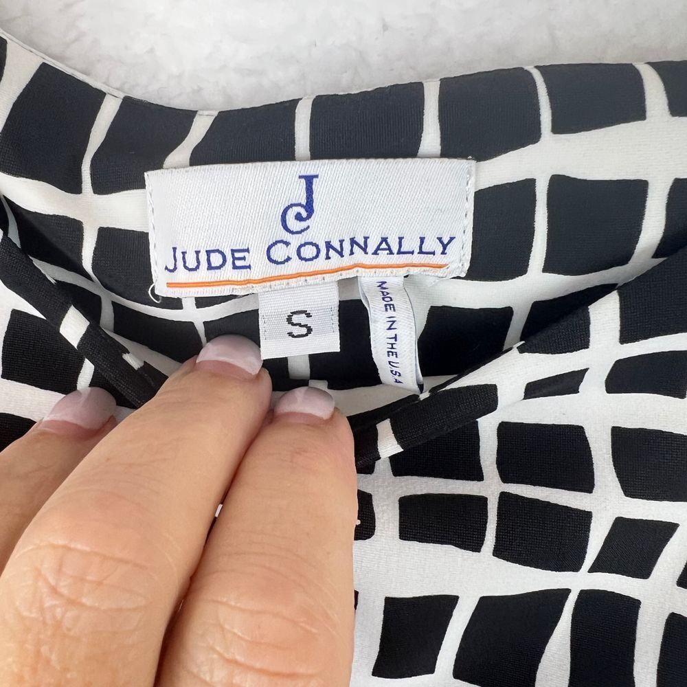 JUDE CONNALLY Classic Black White Geometric Sleeveless Dress‎ Signature Sz Small - Picture 2 of 7